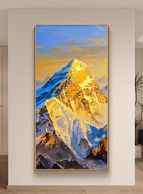 金山画靠山图玄关装饰画现简约入户走廊过道挂画日照金山招财画