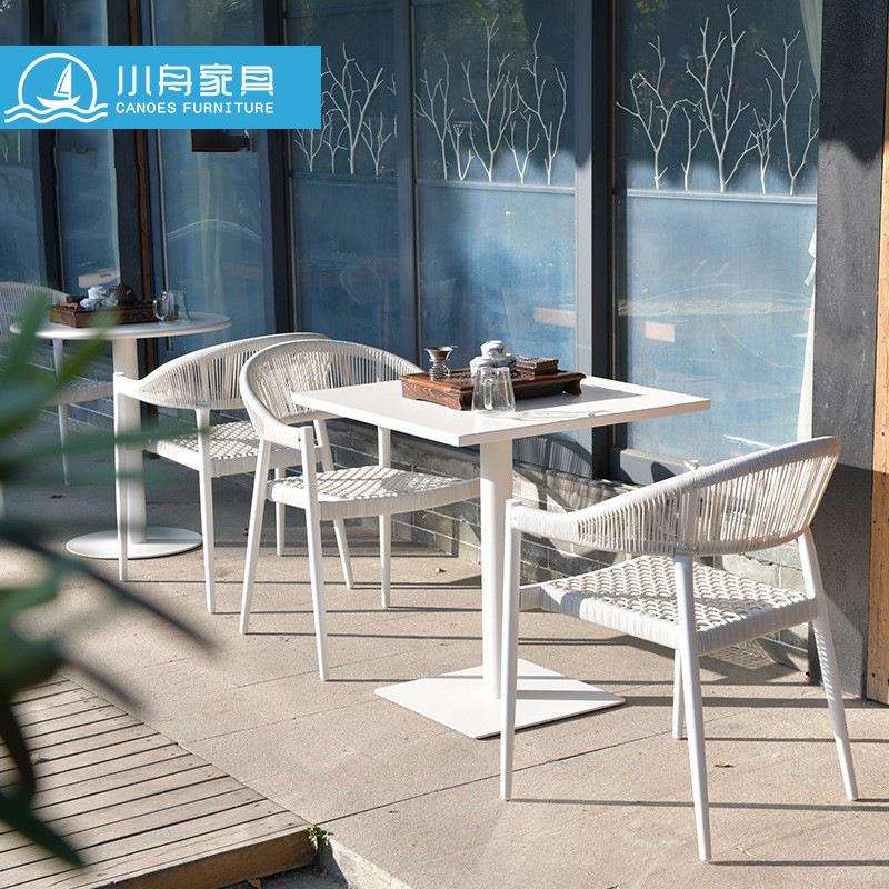 户外桌椅北欧室外酒店露台花园庭院休闲外摆藤编椅子茶几组合家具