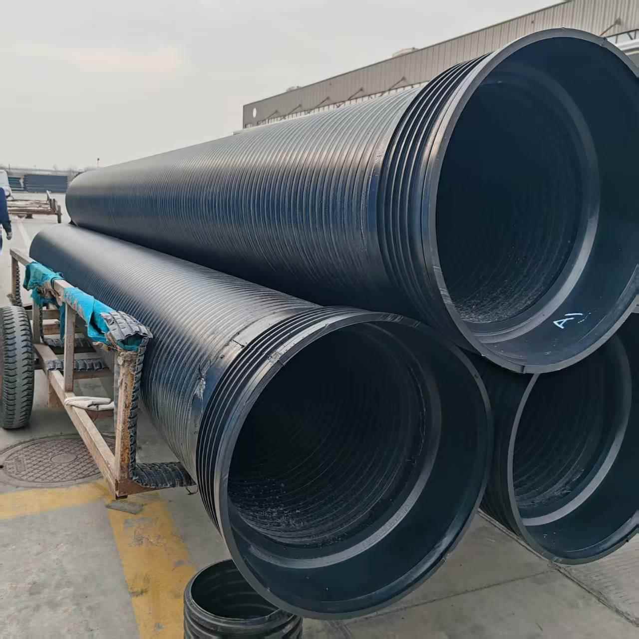 HDPE高密度聚乙烯中空壁缠绕管增强耐压耐腐蚀黑色地埋排水排污管