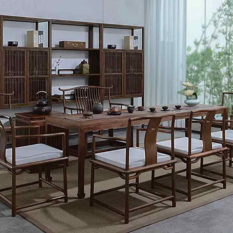 实木茶桌全套新中式禅意会客简约功夫泡茶台榆木黑胡桃茶桌椅组合