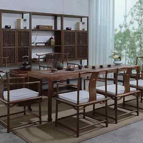 实木茶桌全套新中式禅意会客简约功夫泡茶台榆木黑胡桃茶桌椅组合