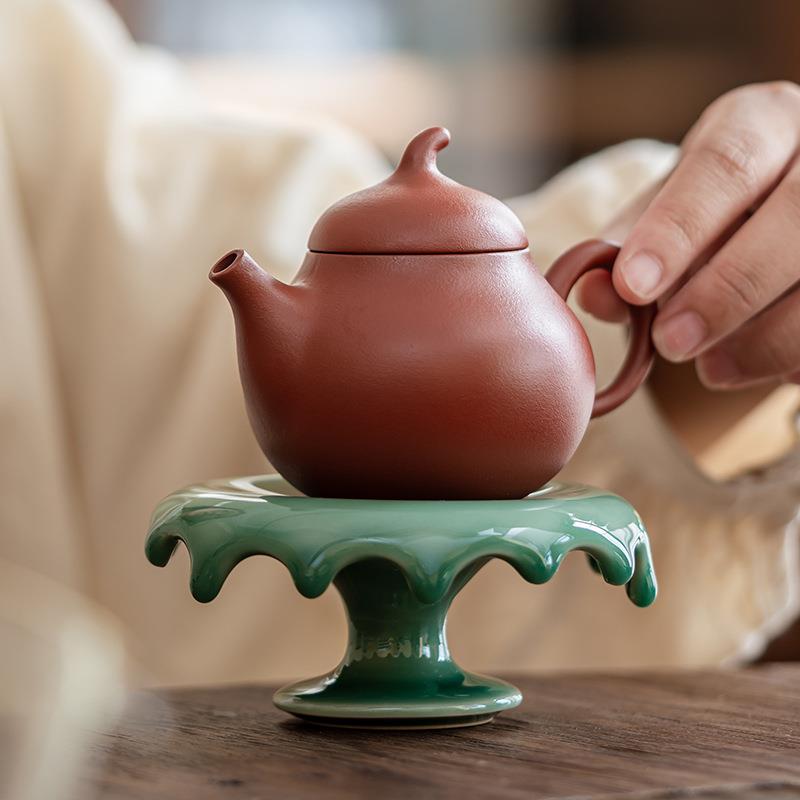 青瓷盖置梅子青粉青可做壶承茶道配件茶具零配茶壶托盖托流釉