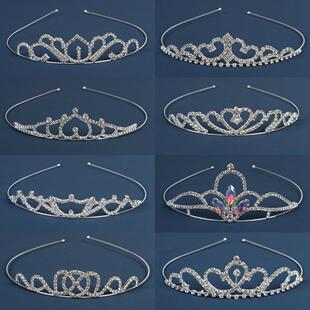 韩式 女孩水晶玻璃皇冠新娘婚纱配饰晚宴发箍王冠镶钻结婚发饰现货