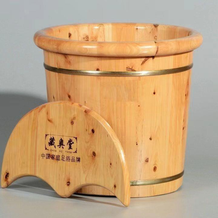 40m脚香柏木质泡桶养家用熏c蒸洗脚木桶保温足浴桶-洗脚盆生