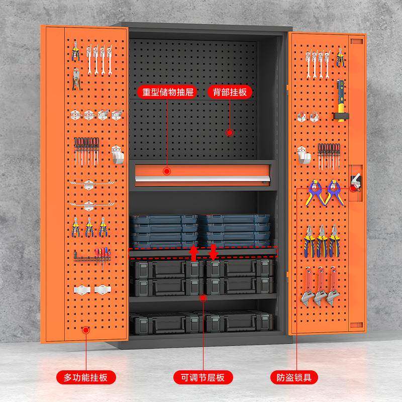重型工柜汽修车间工具车工厂加具厚529铁皮柜功能双开门金五多工