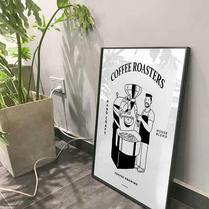 黑白海报装饰画ins风餐厅挂画网红咖啡馆烘焙面包店壁画玄关画,家居饰品,现代装饰画,淘宝优惠券,粉丝福利购,淘宝优惠卷