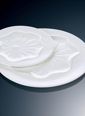 创意陶瓷心艺术盘白色荷花造型水菜果盘点盘子酒店餐具商用平XWT