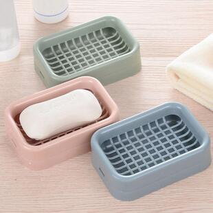 Lattice Double-layer Soap Box, Bathroom Shower Water-drainin