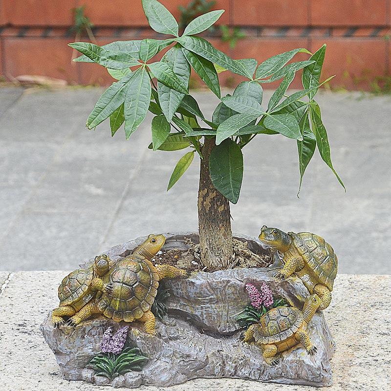 跨境货仿真源乌龟摆件盆景装饰品多肉植物花盆乌龟摆台工艺品