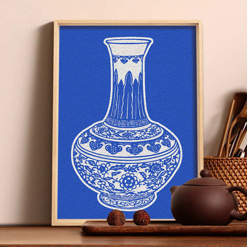 非遗纸浆画2024戳戳乐手工diy材料包中国风青花瓷传统花纹文化