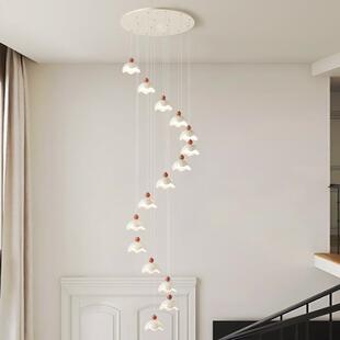 法式 奶油旋风转楼梯间294长吊灯loft公寓吊气别墅现代简约大复式