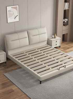 现简约皮布艺床床1.8物米主卧室高端大气1.5双人婚床代气储科压技