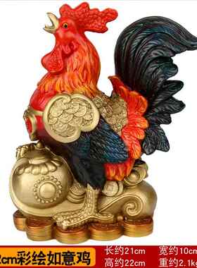 正品手工绘全铜晓金件鸡报铜公鸡彩摆铜工艺礼品