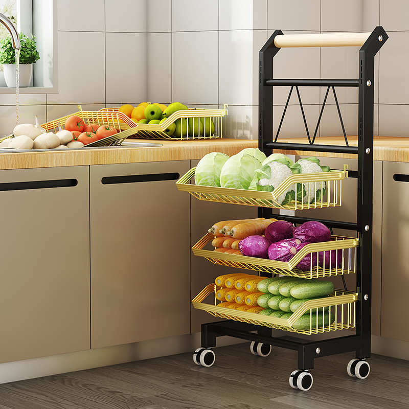 蔬果厨房水果置收纳可拆卸多层菜篮子筐可移动收纳物蔬菜架小推车