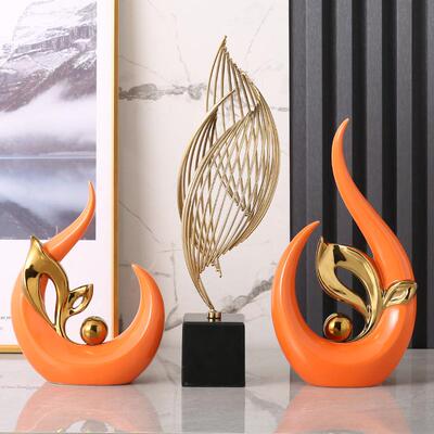 新品轻奢件陶瓷镀柜BWH摆创意抽象艺术电软装办公室样板房电视装