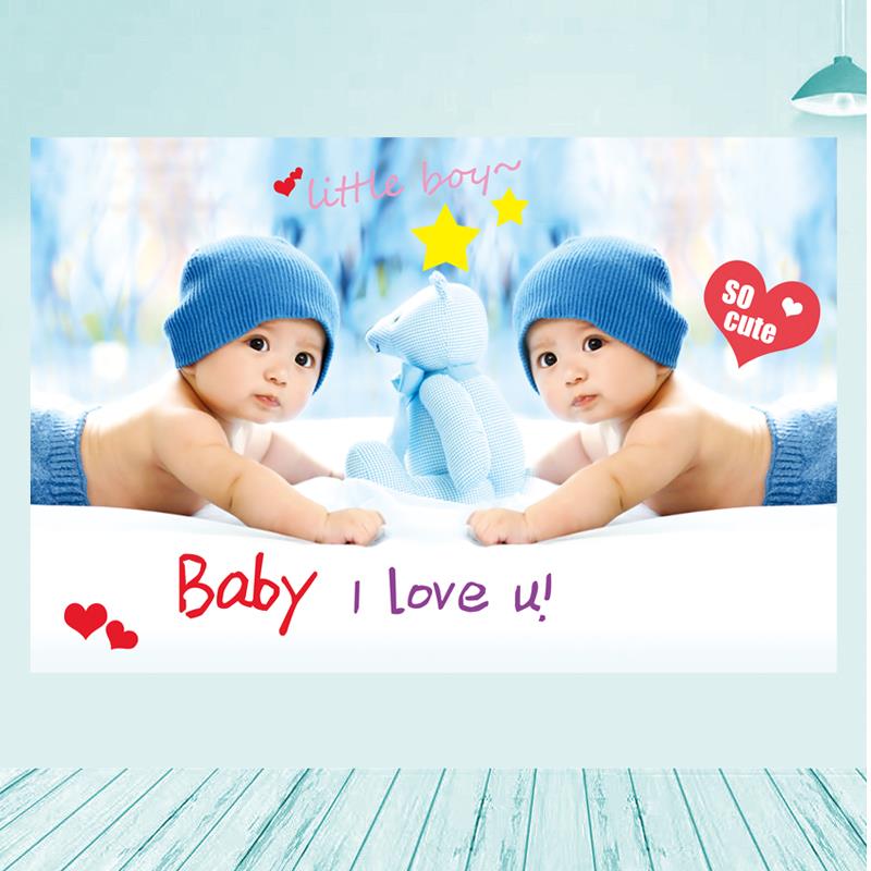 bb贴画新生婴儿图片墙贴宝宝海报胎教挂画娃娃贴画婚房龙凤胎画像