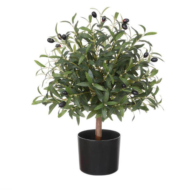 仿真橄榄枝条盆栽树人造户外黄杨木塔型植物假灌木形廊花园