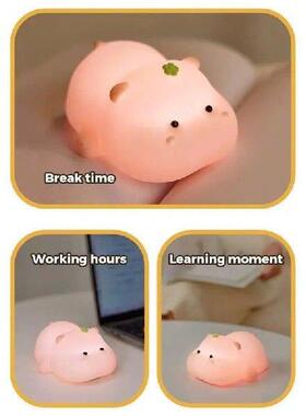 Rechargeable Night Light Silicone Hippo Pat Lamp Cute Night