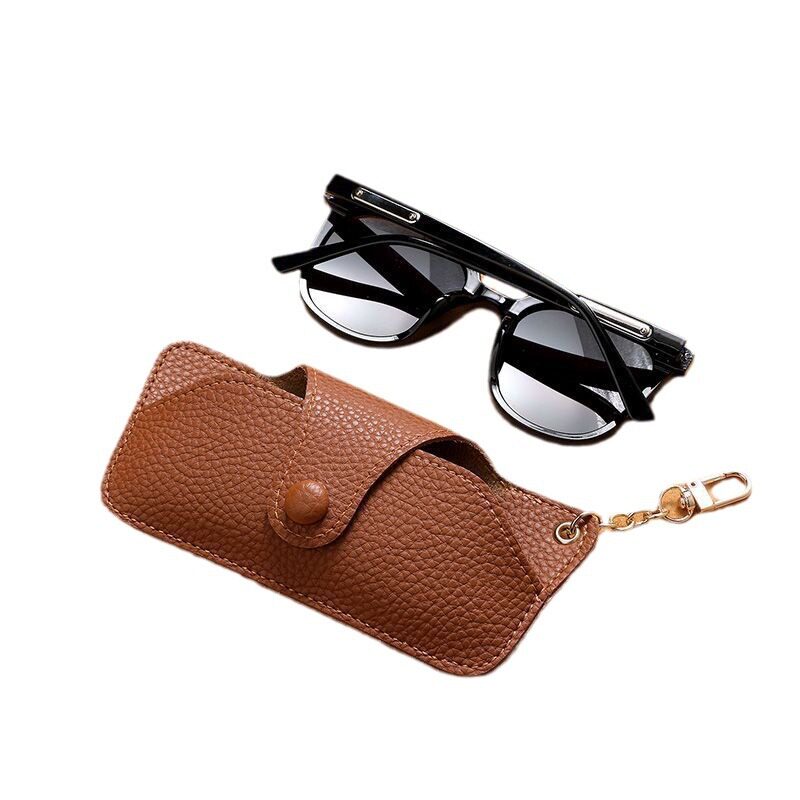 抗压手工皮革太阳眼镜盒墨镜盒高级感男便携式眼镜袋链条挂包防压
