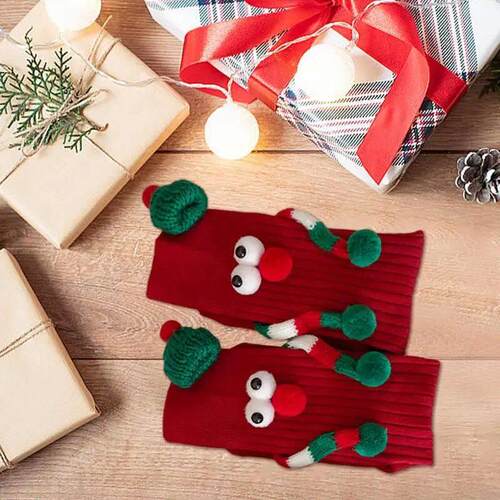 Cute Magnet Socks Elastic Soft Cartoon Hand Socks Holiday Gi