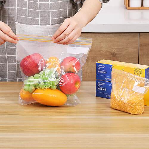 Dual-seal food storage and freshness bags, double-line seala