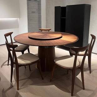 新中式实木大气餐桌椅组合圆形带转盘家用饭桌会客洽谈桌酒店餐台