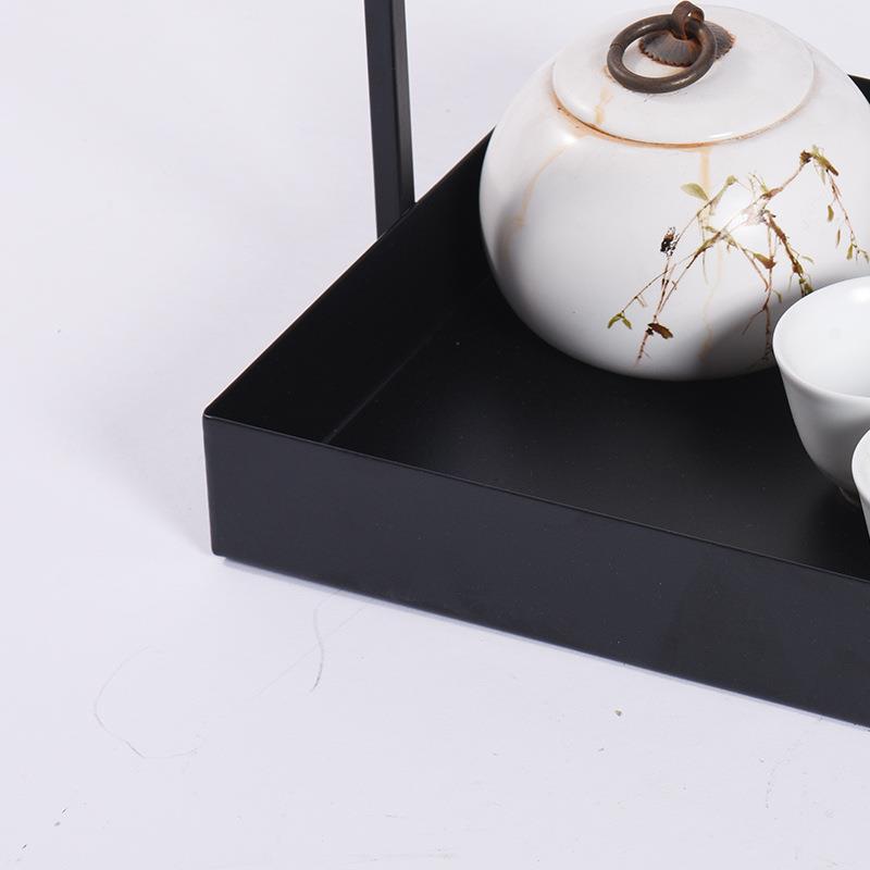 新MC-TY-16式铁艺提篮品板间软装现样代托盘酒店创意黑中色铁艺茶