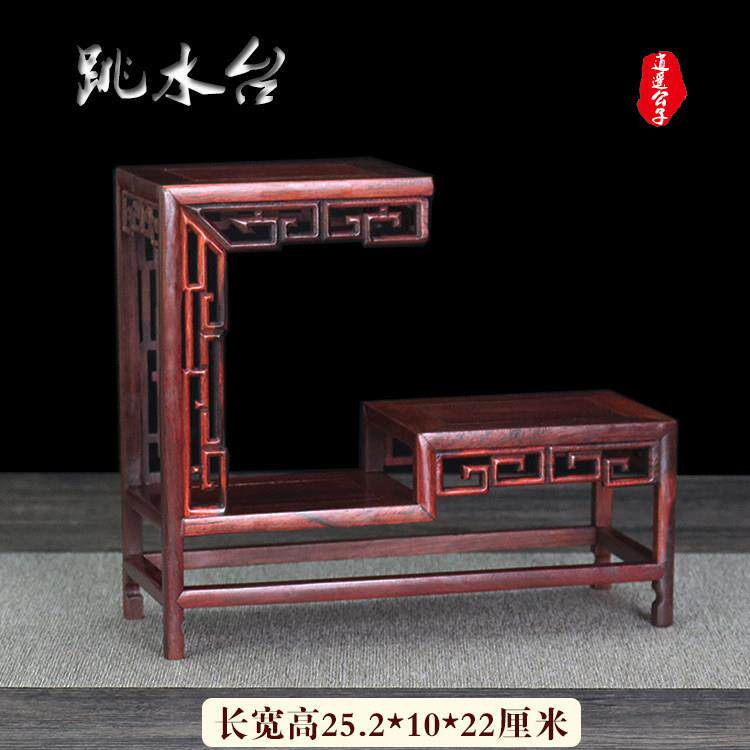 红覆酸枝木雕刻博中古摆架小多宝阁紫砂茶壶收纳展示架子跳水台古