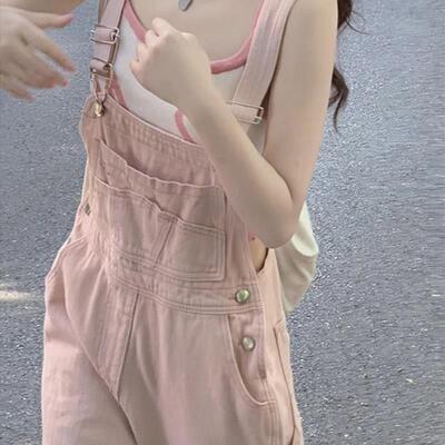 奶盐潜粉色抱婴袋裤女2025夏新款度假减龄显瘦遮肉小个子工装牛仔