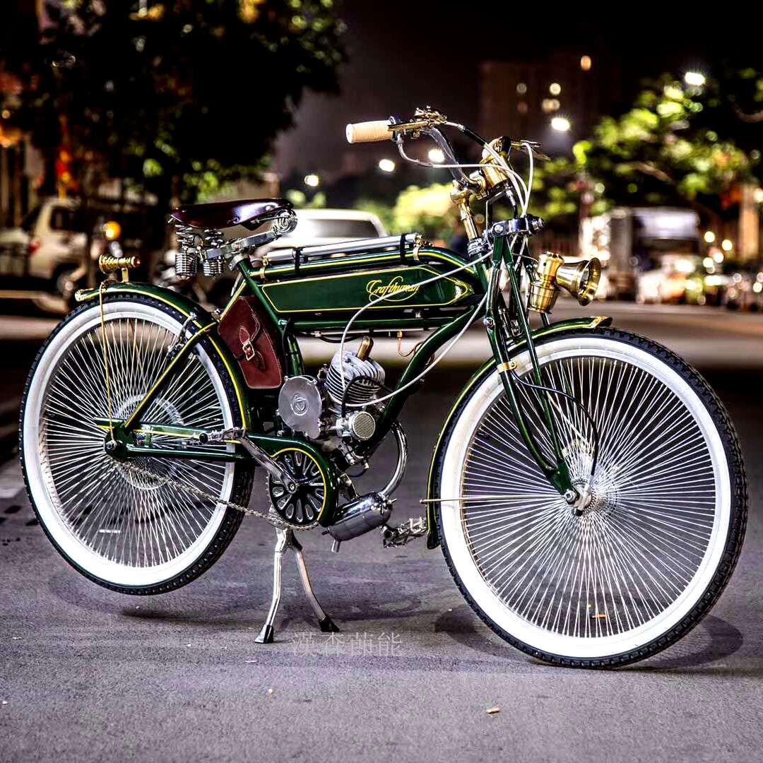 craftsman匠工机车1924复古自行车燃油助动车电动自行车