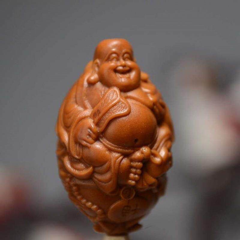 厂家直供橄榄核雕刻聚宝弥勒单粒单仔核雕弥勒手把件文玩量大从优