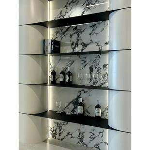 定制不锈钢层板金属置物架实心钢板柜嵌入式弧形悬挂式LED灯