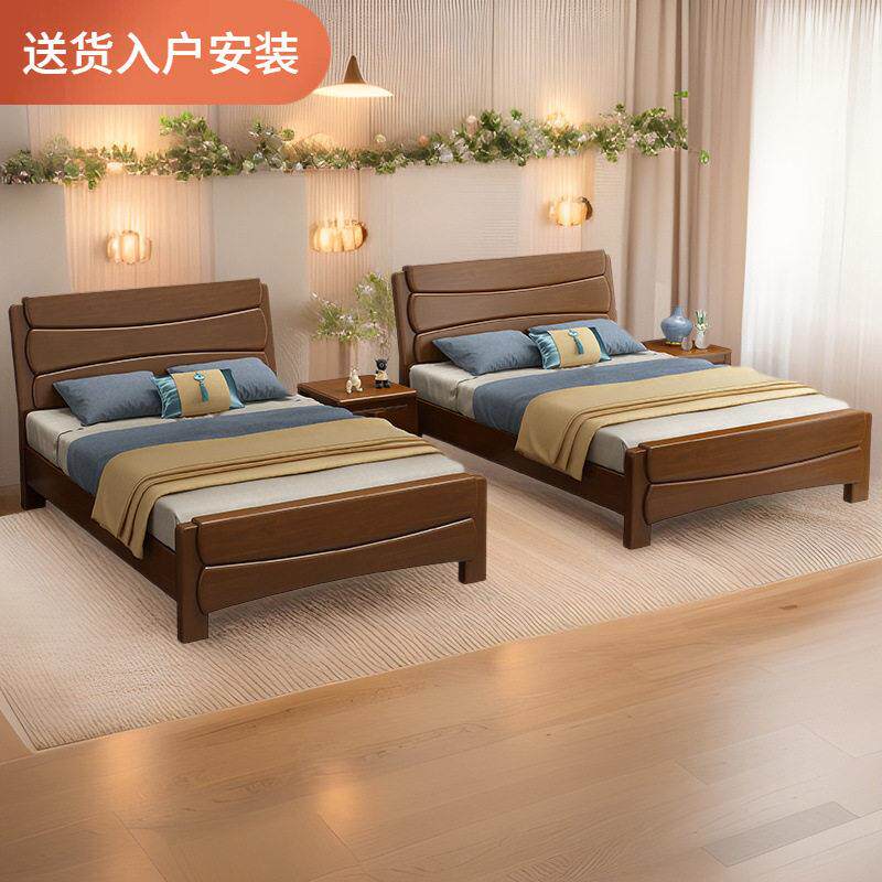 实木床1.35米1.2人床纯实木儿童箱储物现卧室双人床1.8/1.5
