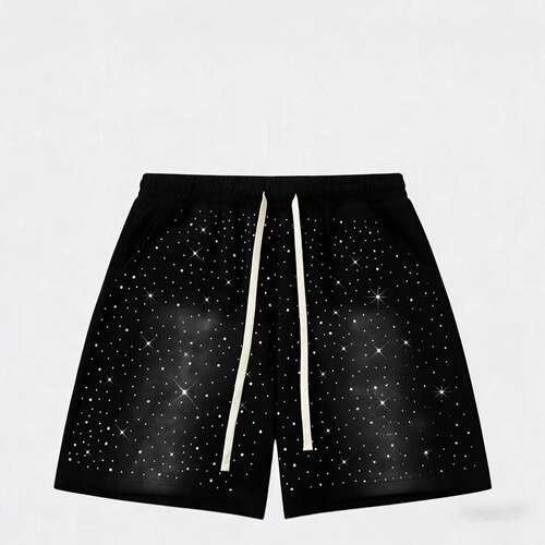 Unisex Y2k Rhinestone Shorts Drawstring Elastic Waist Summer