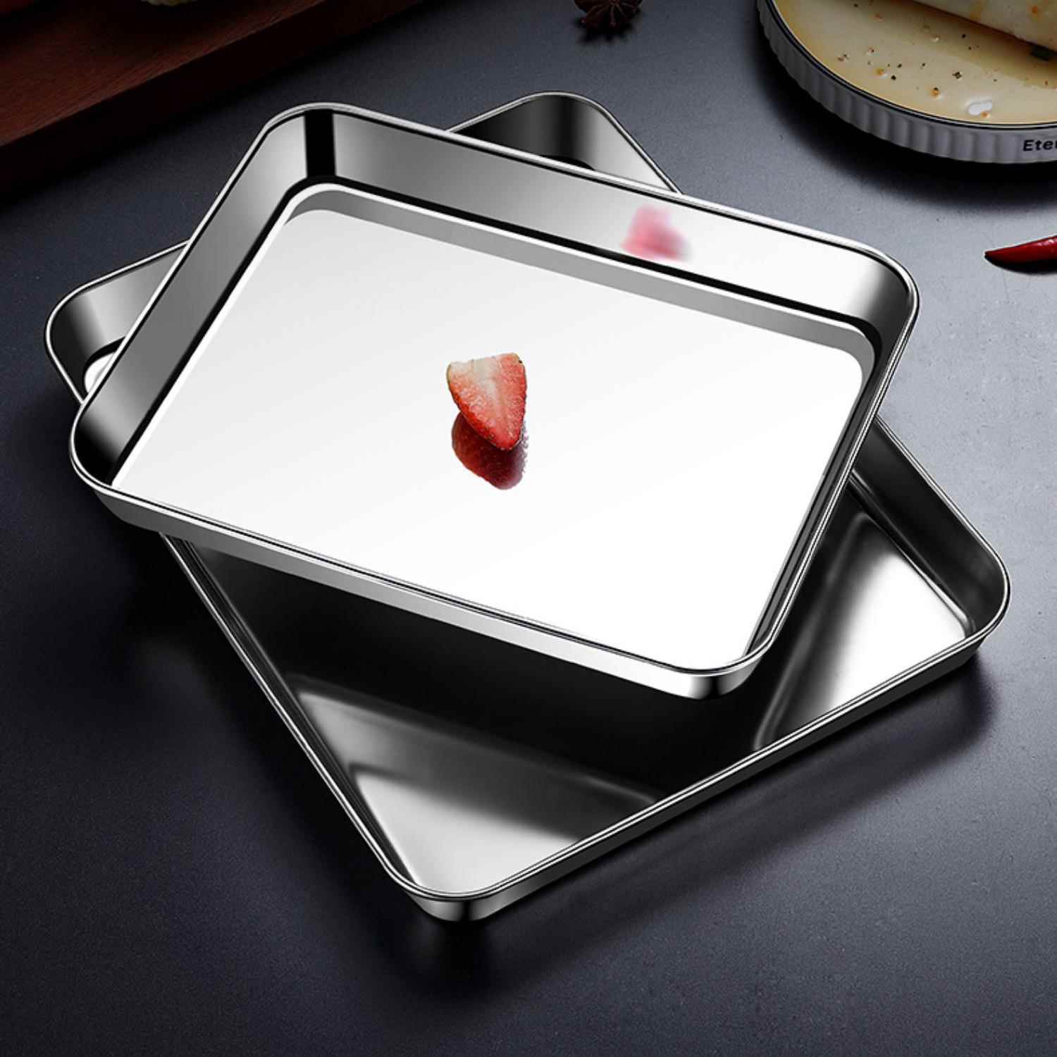 平盘不锈钢方盘纯平底蒸糕阿胶盘长方形盘子备菜盘烘烤盘加厚托盘