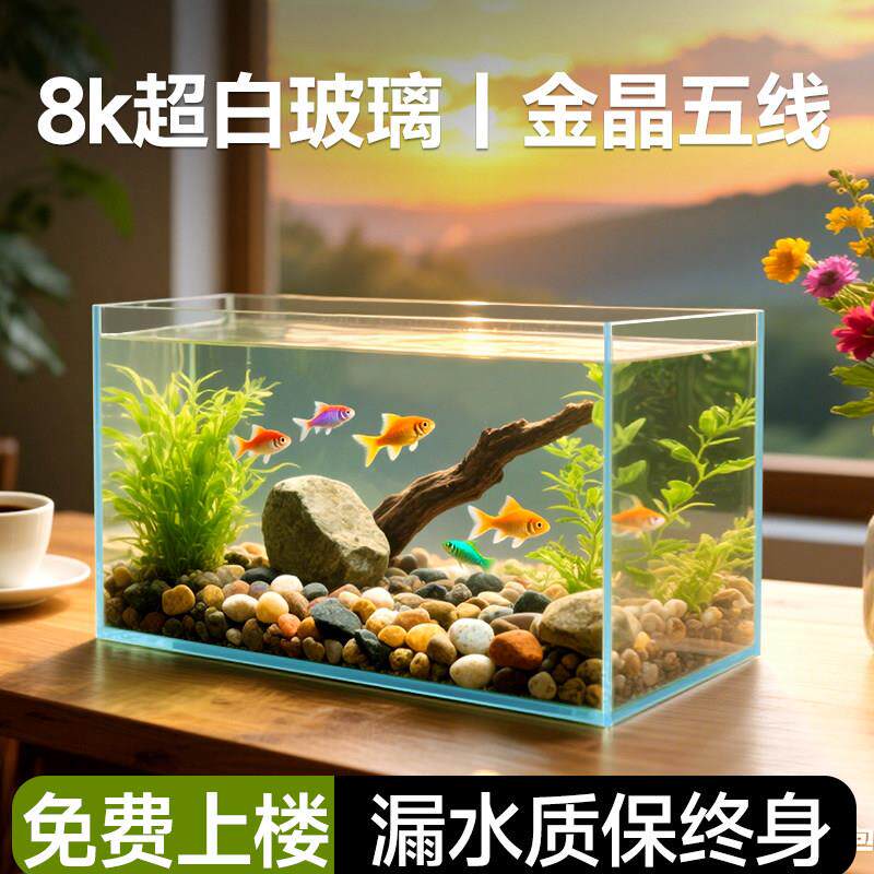 金晶五线超白玻璃鱼缸定制中小型溪流缸家用客厅生态裸缸乌龟缸