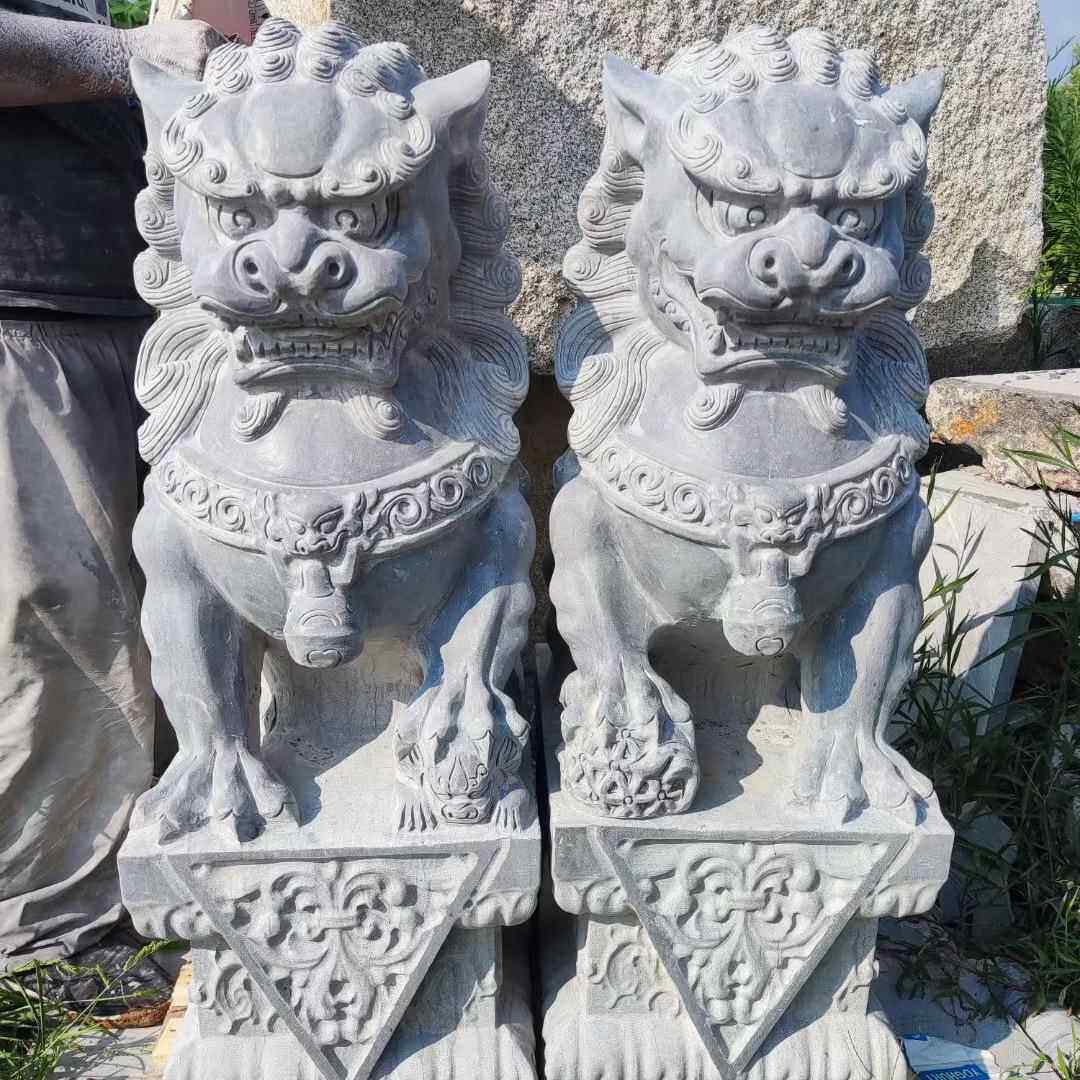 场公UXQ对园古建景区石雕狮子广别墅庭院狮门口摆件石雕一青石子