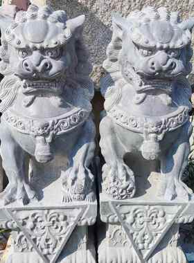 场公UXQ对园古建景区石雕狮子广别墅庭院狮门口摆件石雕一青石子