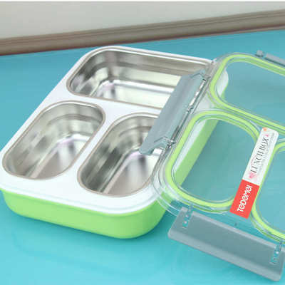 特得美分格密封四面扣6540不锈钢保温饭盒304保鲜盒礼品logo