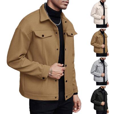 Men Plain Color Flight Jacket Autumn Winter Stand up Collar