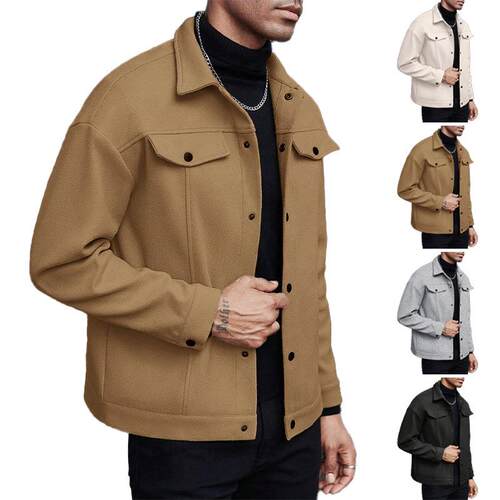 Men's Woven Jacket Coat Autumn Winter Casual Fitted Long