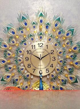peacock wall clock european bed living room po挂钟金属单面