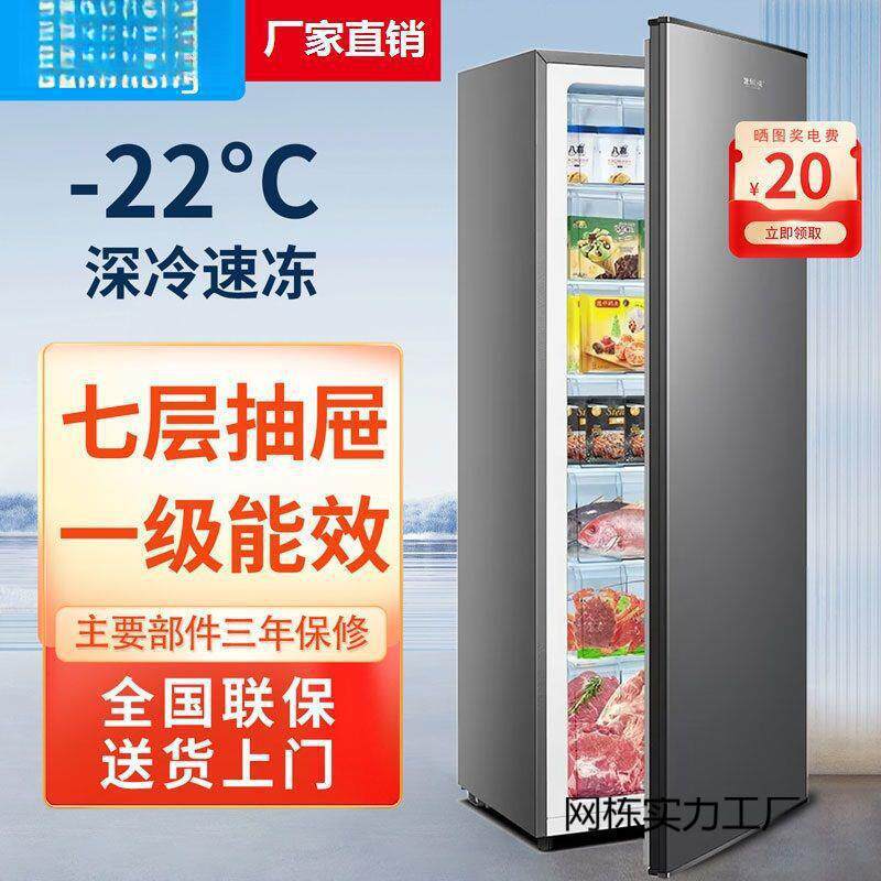 立式冰柜抽屉式家用全冷冻柜侧开门立体大冷柜小型冰箱母乳