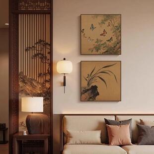 饰画花鸟画玄关挂画中国风法式 复古走廊过道墙壁画 美学客厅装 宋式