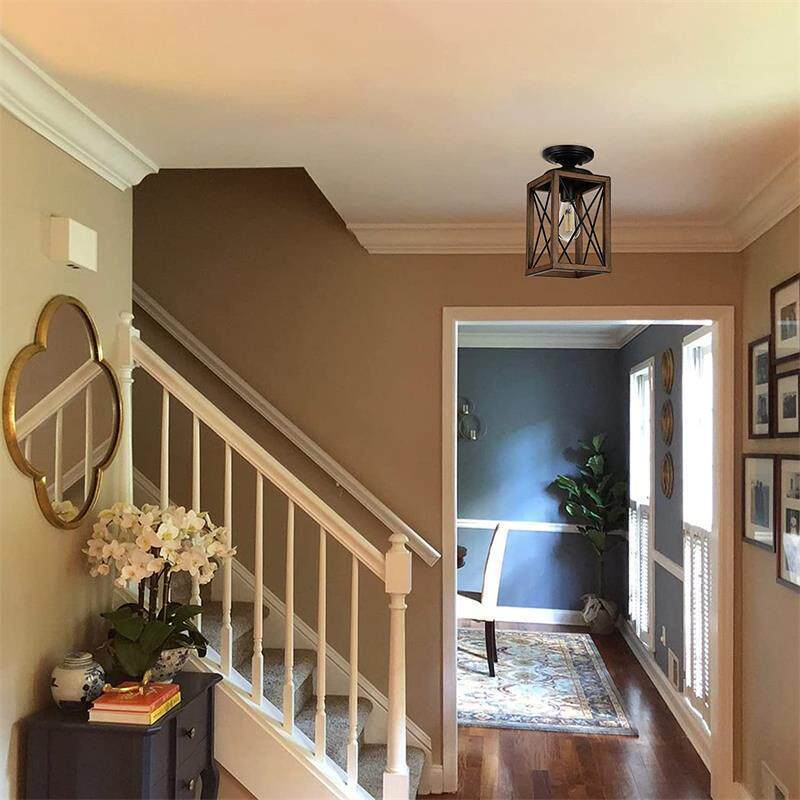 新款直销过道灯美式入户门厅玄关走廊创意复古工业铁艺笼子卧室餐