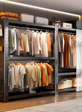 租货架组衣出柜开SEF放式衣架卧室收纳柜子房简易装落地置物架衣