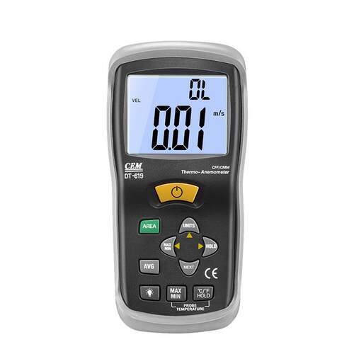 CEM华盛昌工业专用风速风温风量测试便携式风速仪DT-619