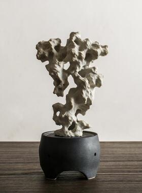 新款创意手工客瓷太湖饰石香炉品假山饰品中国风厅书房装饰陶陶瓷