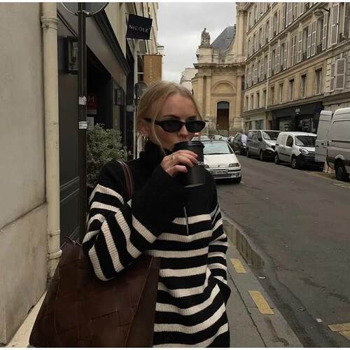 Casual Relaxation Flip Collar Half Zipper Pullover Striped