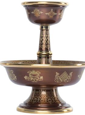纯铜护法杯印度描金八吉祥供酒杯密宗佛前摆件家用贡杯供佛水杯